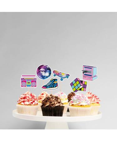 48Pcs Roller Skating Cupcake Toppers - Game Retro Throwback 80S 90S Decade Hip Hop Theme Decor Supplies - Boys Girls Happy Birthday Music Party Decorations - Buy Online on GoSupps.com