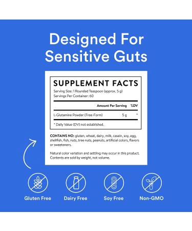 Gut L-Glutamine Powder for Gut Health - Non-GMO & Vegan - Made in USA - Buy Online on GoSupps.com