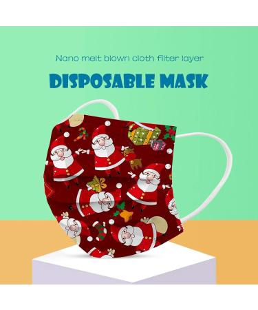 50Pcs Kids Christmas Disposable Face_Masks with Santa Elk Designs 3-Ply Breathable_Masks with Nose Wire for Holiday Party Color_i - Buy Online on GoSupps.com