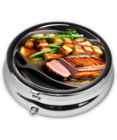 Delicious Grilled Meatround Pill Box | 3 Compartment Travel Organizer | Portable Pill Holder for International Shipping - Buy Online on GoSupps.com