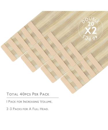 Real Hair Extensions Tape In - 40PCS 60G 25cm Ashblond to Goldblond & Platinum Blond - Salife Extensions - Buy Online on GoSupps.com
