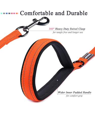 Vivaglory Traffic Handle Dog Leash - Reflective Padded Strong Training Line for Dogs | 1.8m x 1.4cm - Orange - Buy Online on GoSupps.com