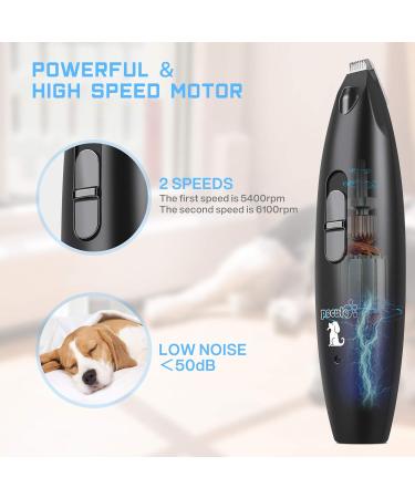 Pecute LED Pet Paw Clippers | Professional 2 Speeds Trimmers for Dogs Cats | USB Rechargeable Electric Shaver | Low Noise Cordless Grooming Tool (Black) - Buy Online on GoSupps.com