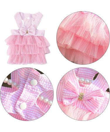 Bowknot Striped Mesh Vest Pet Dog Dresses Dog Princess Dress Wedding Lace Dress for Pomeranian Chihuahua Small Breed Dogs Cats Doggy - Buy Online on GoSupps.com