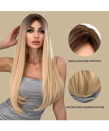 Testar 26 Inch Ombre Blonde Wig - Long Straight Synthetic Heat-Resistant Hair for Women & Girls | Perfect for Daily Cosplay - Buy Online on GoSupps.com