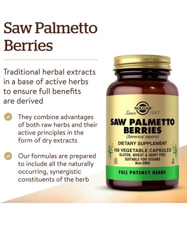 Buy Solgar Saw Palmetto Berries - 100 Vegetable Capsules | Natural Supplements for Men's Health - Buy Online on GoSupps.com