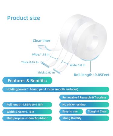 DAGONGREN Double Sided Mounting Adhesive Tape (2 Pack, 19.7FT) - Heavy Duty Double-Sided Tape with Two Widths - Buy Online on GoSupps.com