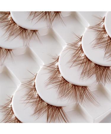 7 Pairs Natural Wispy Fake Eyelash DIY Brown Lashes Halloween Brown False Eyelashes Clear Band Manga Lashes Decorative Anime Eyelashes - Buy Online on GoSupps.com