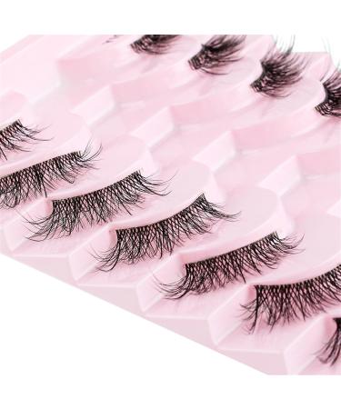 KANGQL Half Lashes False Eyelashes Natural Half Lashes Short Wispy Clear Band Lashes Pack Cat Eye 3D Faux Mink Lashes Fake Eyelashes 10Pair - Buy Online on GoSupps.com
