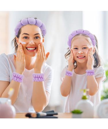 Hope&Luck 4Pcs Spa Headband Set for Women - Purple Terry Cloth Sponge Headband for Face Washing - Bubble Headband with Wristband - Buy Online on GoSupps.com