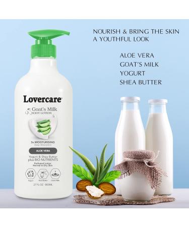Lovercare Goat Milk Body Lotion with Aloe Vera - 27.05oz (800ml) for Dry Skin | Nourishing Body Care Combo - Buy Online on GoSupps.com