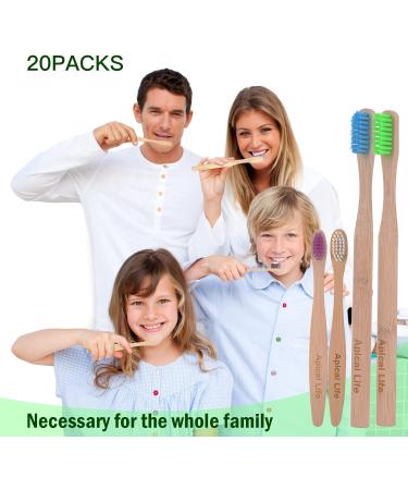 Apical Life Bamboo Toothbrush 20 Count - Biodegradable, Eco-Friendly, Organic Bamboo Charcoal, BPA Free, Medium Soft Bristles for Adults and Kids - Buy Online on GoSupps.com