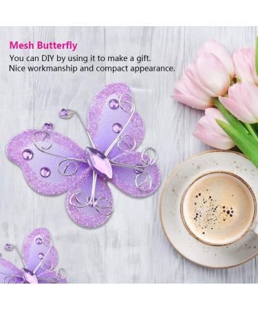 24pcs Purple Christmas Butterfly Ornaments - Glitter Mesh Wire Decor for Wedding Party, Clothing, Wall & Tree DIY Supplies - Buy Online on GoSupps.com