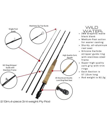 Wild Water Standard Fly Fishing Combo Starter Kit - 3 or 4 Weight, 7 Ft Graphite Rod with Accessories, Aluminum Reel, Fly Box, and Flies - Buy Online on GoSupps.com