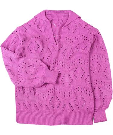 Creoqiji Women's Hot Pink Hooded Sweater - V-Cut Long Sleeve Knit Jumper & Fashion Jewelry XL - Buy Online on GoSupps.com