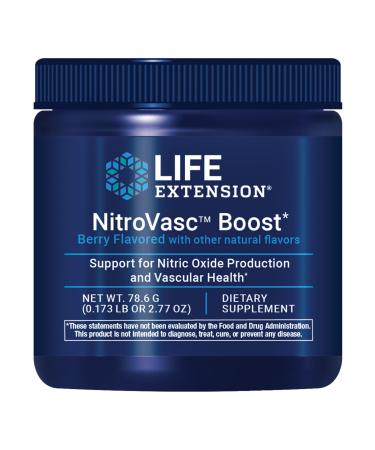Life Extension NitroVasc Boost Blood Flow Supplement Nitric Oxide Support Heart Health Cardiovascular Support L-arginine Gluten-Free Non-GMO Vegetarian 1 Scoop 30 Servings