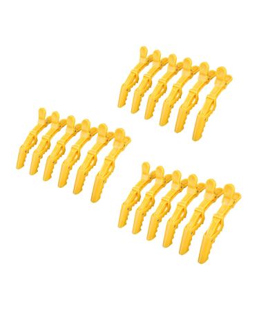 Cicilin 18 Pieces Plastic Hair Clips Hair Pins NonSlip Handle Professional Hair Clips Ideal for Hairstyle Hairstyle Sections Curls Yellow