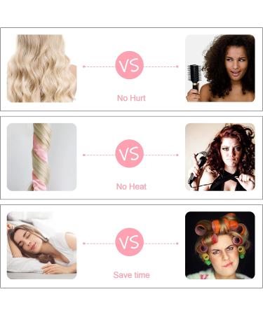 Heatless Curlers Headband - DIY Soft Wave Curls Tools with Flower Pattern Elastic Band - No Heat Rollers for Long/Medium Hair (Pink) - Buy Online on GoSupps.com