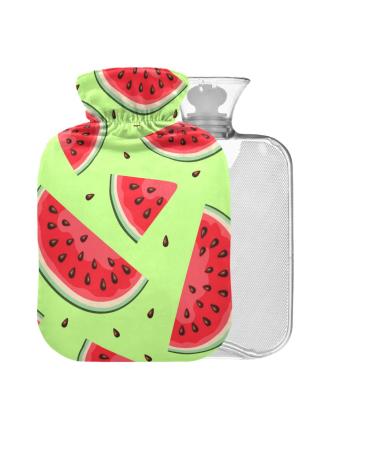 Watermelon slices hot water bottle with cover 1 l small gauge stamp for pain relief headache neck and shoulders BPA-free