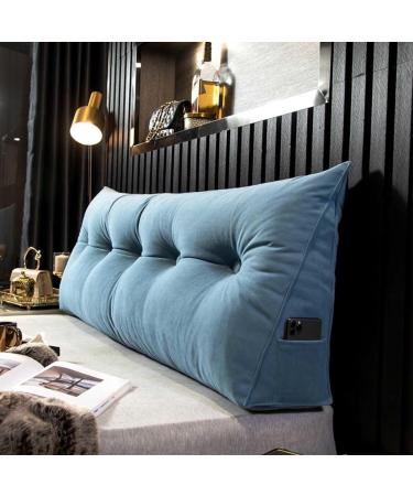 Luxury Headboard Pillow and Large Wedge Back Lumbar Support Washable and Removable Cover(Blue 200x50x20cm) Blue 200x50x20cm
