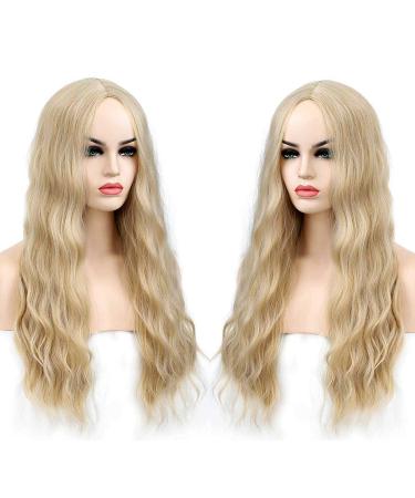 SHINYSHOW 26 Blond 613 Long Wavy Wig | Middle Part Synthetic Halloween Cosplay Wig for Women - Buy Online on GoSupps.com