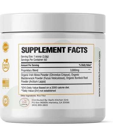 Organic Sea Moss, Bladderwrack & Burdock Root Herbal Blend - Dr. Sebi Inspired | 100% Natural Thyroid & Immunity Support - 8oz - Buy Online on GoSupps.com