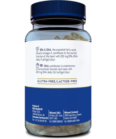 Omega 3 fish oil supplement Minami MorEPA Original with high concentration of EPA DHA Supports normal brain vision and heart function 30 softgels - Buy Online on GoSupps.com