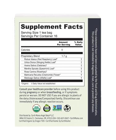 Earth Mama Organic Third Trimester Tea Bags - Mint, 16-Count (3-Pack) | Pregnancy Comfort & Childbirth Prep - Buy Online on GoSupps.com