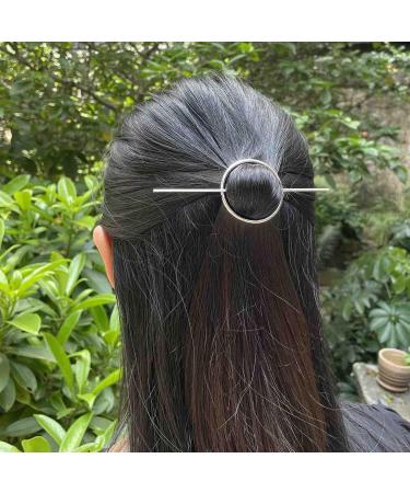 Clataly Circular Hair Stick Pin Vintage Circle Hair Clip Wedding Hair Accessories for Women Girls (Silver)