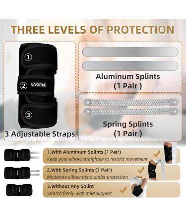 Elbow Brace for Cubital Tunnel Syndrome | Ulnar Nerve Splint with 4 Removable Metal Splints - Pain Relief for Tendonitis Arthritis & Sports | Left Black for Men & Women - Buy Online on GoSupps.com
