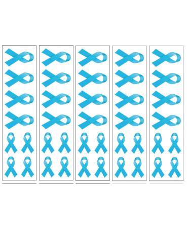 40 Light Blue Ribbon Temporary Tattoos: Prostate Cancer  Stroke  Heart Disease Awareness Tattoo