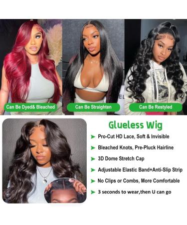 20 Inch HD Body Wave Lace Front Human Hair Wig for Black Women - Pre Plucked Glueless Frontal Wig - Buy Online on GoSupps.com