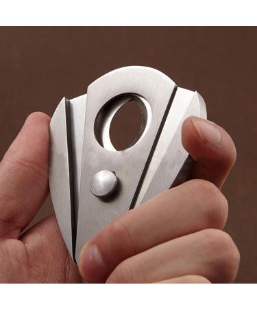 Stainless Steel Cigar Cutter Scissors Sharp Double Blade Guillotine with Automatic Spring Button for Most Size of Cigars - Buy Online on GoSupps.com