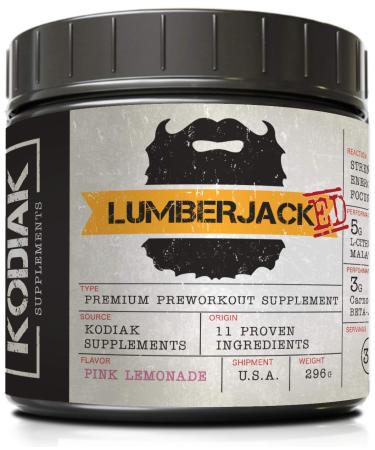 Kodiak Supplements LUMBERJACKED Pre Workout Supplement with CarnoSyn 30 Servings - Better Pumps Strength Energy and Focus - No Crash (Pink Lemonade)