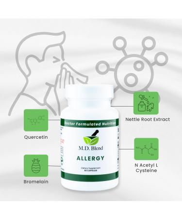 Allergy Support Supplement - Natural Relief for Seasonal Allergies & Respiratory Health - Quercetin Nettle Root Bromelain - 60 Capsules - Buy Online on GoSupps.com