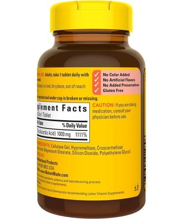 Nature Made Vitamin C 1000 mg â€“ Immune Support, 100 Tablets - Buy Online on GoSupps.com