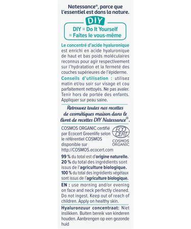NATESSANCE | Hyaluronic Acid Concentrate | Home Cosmetics | Hydrates & Firms the Upper Layers of the Skin | Hyaluronic Acid | 99% Natural Origin | Made in France | 30 ml - Buy Online on GoSupps.com