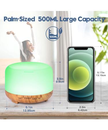 YIKUBEE 500ml Essential Oil Diffuser with 6x10mL Oils - Aromatherapy & Humidifier for Large Room | Wood Grain Design - Buy Online on GoSupps.com
