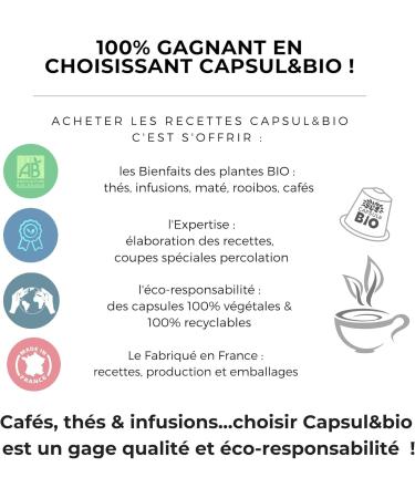 CAPSUL&BIO Th Vert la Menthe biologique - 50 Capsules Biod gradables - Compatible avec les machines Nespresso - 100% V g tales - Rapide et Sain - Fabrication Fran aise - Buy Online on GoSupps.com