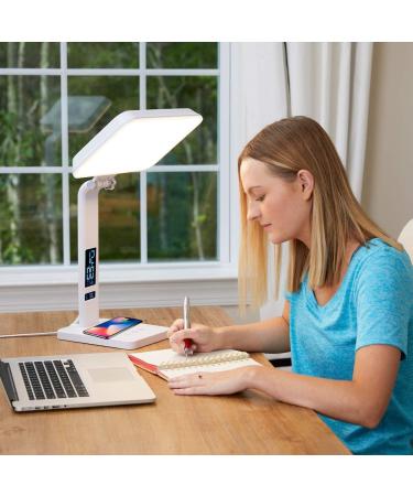 Theralite Aura Qi Light Therapy Sun Lamp - UV Free 10 000 LUX Light Therapy Lamp - Includes Alarm Clock Phone Charger USB Port - Buy Online on GoSupps.com
