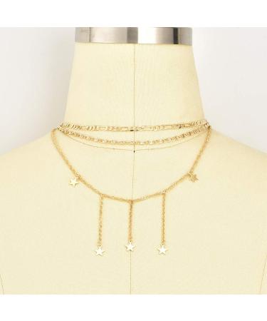 Chic DoubleNine Star Pendant Layering Necklaces - 2 Way Gold Choker & Tassel Charm Jewelry Set for Bridesmaids & Girls - Buy Online on GoSupps.com