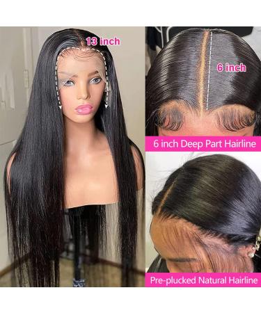 Dasollak 13x6 Straight Lace Front Human Hair Wig | Brazilian HD Transparent Lace Frontal Wig for Black Women | Pre Plucked Natural Color 28 Inch - Buy Online on GoSupps.com