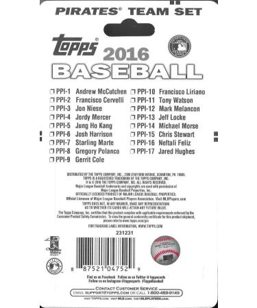 Pittsburgh Pirates 2016 Topps MLB Baseball Factory Sealed Special Edition Team Set - Andrew McCutchen, Russell Martin & More | 17 Cards - Buy Online on GoSupps.com