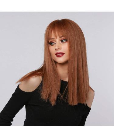 22 Brown Cosplay Wig with Bangs - Long Straight Synthetic Wig for Women | Perfect for Daily Wear & Parties - International Shipping Available - Buy Online on GoSupps.com