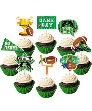 40 Pcs Football Cupcake Toppers 8 Styles Football Theme Party Decorations Football Birthday Party Decorations Supplies Kit Football Party Favors Football Sports Theme Party Gift