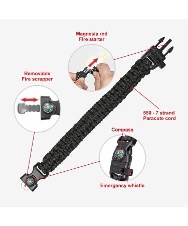 Paracord Bracelet K2-Peak with Compass Whistle | EDC Hiking Camping Survival Gear - Buy Online on GoSupps.com