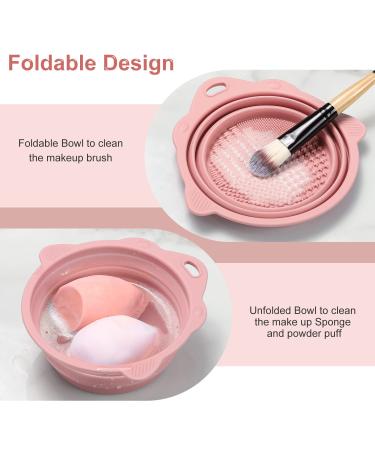 Foldable Silicone Makeup Brush Cleaner Bowl - Portable Etercycle Tool for Brushes Puffs & Sponges (Pink) | International Shipping - Buy Online on GoSupps.com