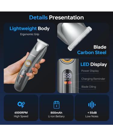 Buy Cordless Hair Trimmer for Men | T Liners Clippers with LED Light & Digital Display - Type-C Rechargeable - Buy Online on GoSupps.com