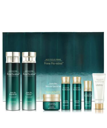 Isa Knox AGE FOCUS PRIME DOUBLE EFFECT SKINCARE - Korean Skincare Lightweight but Nourishing Toner Emulsion Lotion Serum Cream Cleansing Foam (417ml / 14.10 Fl Oz)