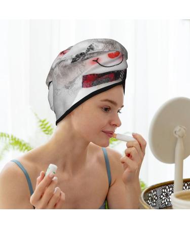Christmas Snowman Microfiber Hair Towel - Soft Super Absorbent Coral Velvet Cap for Long Curly & Thick Hair - Buy Online on GoSupps.com